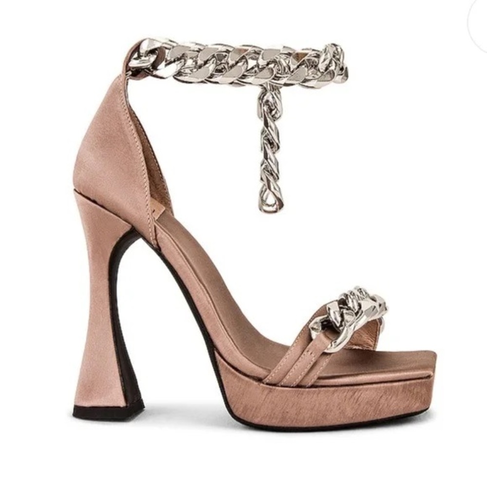 Jeffrey Campbell Silverlake Platform Heel in Taupe Satin Silver
